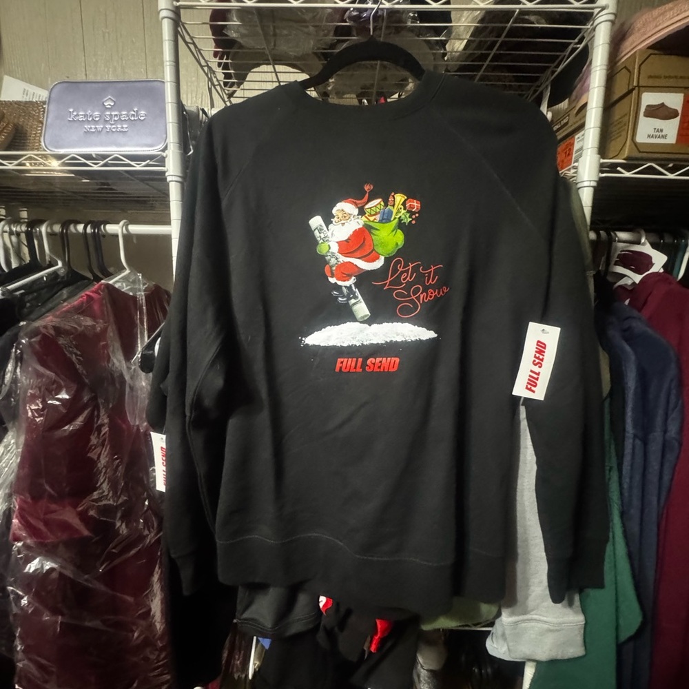 Full Send Black Crewneck Sweater - Let It Snow Design